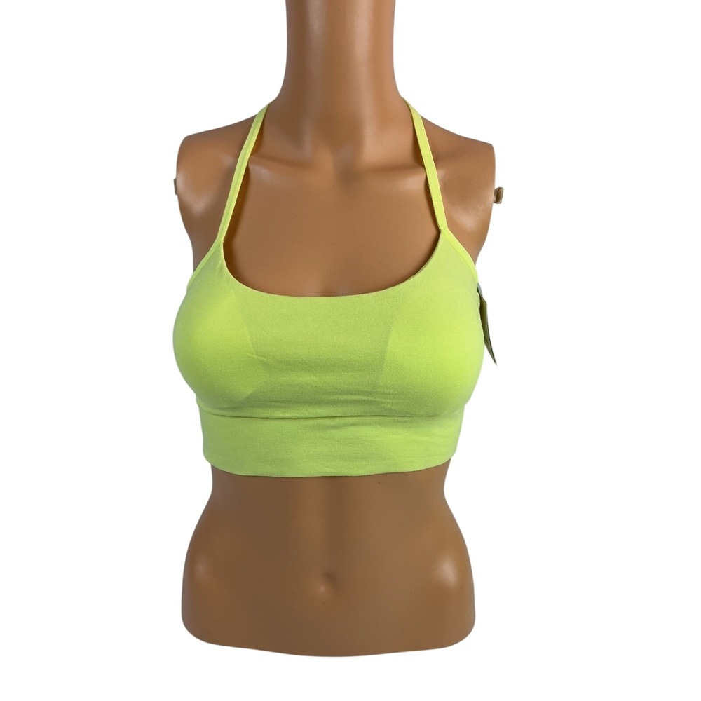NWT‎ Auden Women's Yellow Seamless Halter Bralette Comfort Stretch Crop Top MED